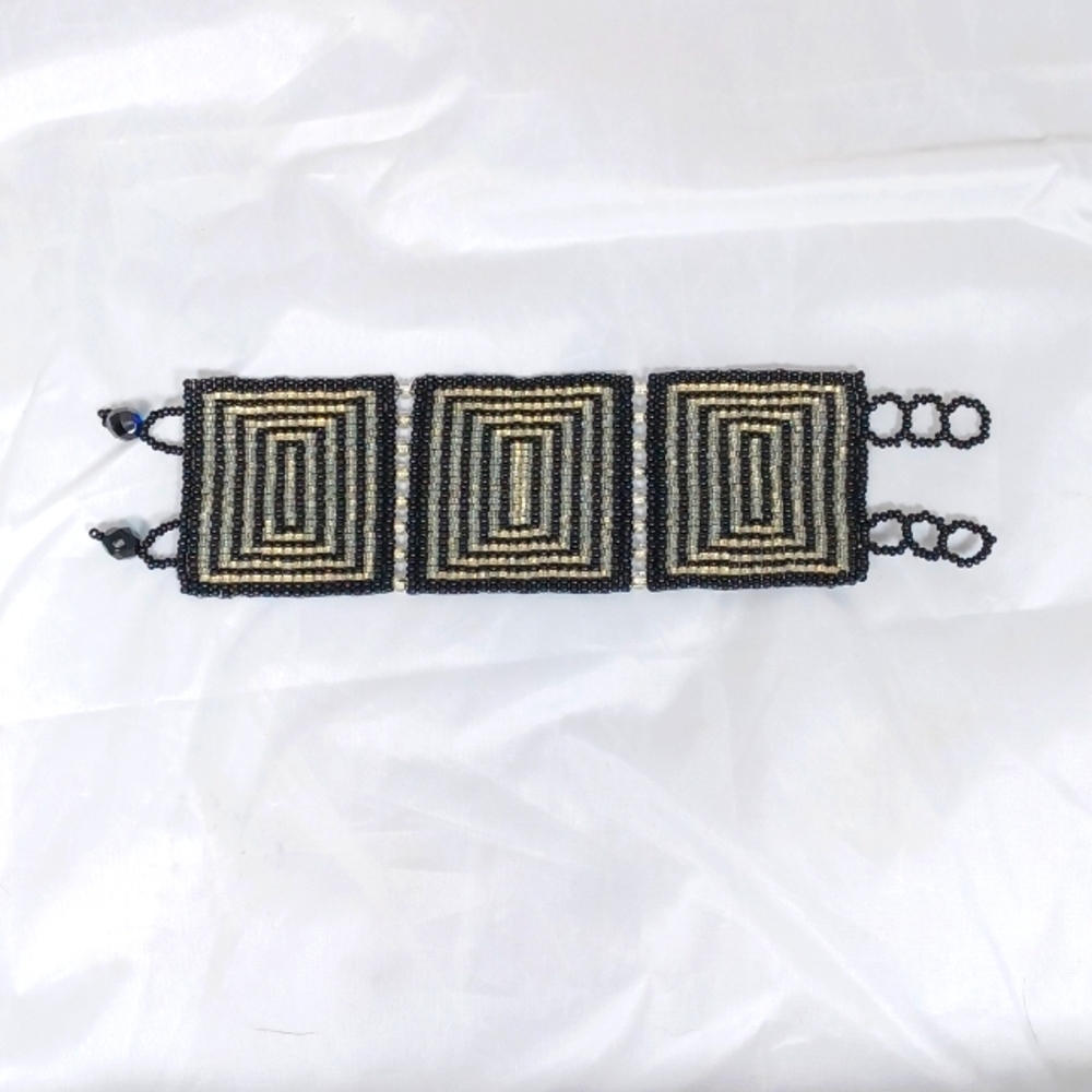 3 for $15 - Handmade Bracelet in Black & Clear Seed Beads